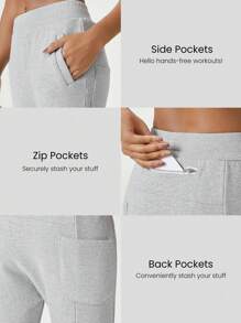 GLOWMODE 女士纯色松紧腰抽绳运动裤 - 淺灰色 - 查看 3