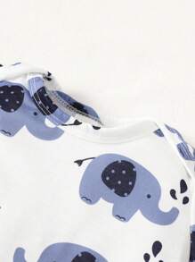 Conjunto de ropa con estampado de león para recién nacido, ropa de bebé niño - Azul - Ver 5