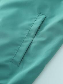 Manfinity Homme Chaqueta informal para hombre con cremallera al frente, de manga larga y diseño de bloques de color para deportes al aire libre - Verde - Ver 4