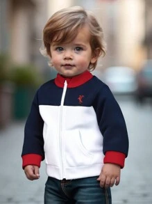 Babyjungen Freizeitjacke mit Patchwork, westlicher Stickerei Denim Außenjacke, Herbst/Winter