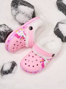Girls Cozy & Fashionable Lightweight Warm Plush Slip-On Shoes, Winter, For Christmas - Pink - View 6
