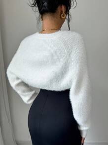 Selianne Mink Fur Sleeveless Solid Color Short Cardigan,Long Sleeve Tops Fall Winter Cloth For Women - White - View 2