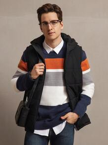 Manfinity Homme Men Solid Color Patchwork Long Sleeve Casual Knitwear - Multicolor - View 4