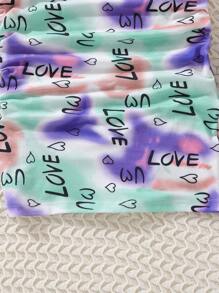 SHEIN Tween Girl Tie Dye Letter Graphic Ruched Side Tee Dress Summer Holiday - Multicolor - View 5