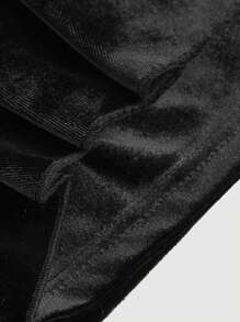 SHEIN MOD Elegant High Waist Ruffle Trim Button Decor Velvet Shorts,Black Ruffle Shorts,Black Shorts,Petite Women Pants,Hollowed Costumes,Bunny Women Costume,Winter Women Dress,Cat Woman Costume,Devil Costume