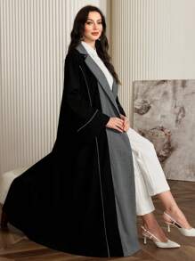 Al Najma Áo Abaya cổ bẻ tay dài màu trơn dành cho nữ, thời trang giản dị thanh lịch, trang trọng, dành cho trang phục thường ngày/công sở/tiệc tối - Nhiều màu - Xem 2