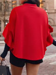 Calvaya Áo khoác ngoài tối giản màu trơn cỡ lớn dành cho nữ mặc hàng ngày - Đỏ - Xem 2