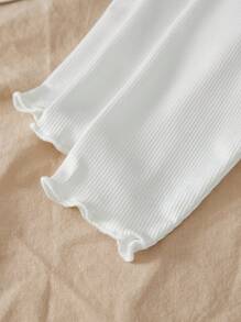 SHEIN LMoss Kids Conjunto de 3 piezas de body con volantes de unicolor y tejido suave para bebé niña recién nacida, otoño