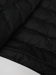 SHEIN LUNE Chaleco acolchado con capucha y cordón, bolsillos, a prueba de viento, cálido, ropa de invierno para tallas grandes