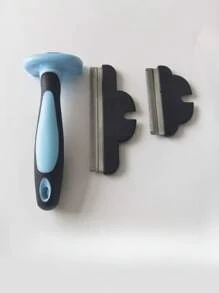 1 件 7 厘米/10.5 厘米宽不锈钢宠物毛发去除梳，猫狗毛发去除梳理梳，宠物可拆卸剃须刀工具，猫狗毛发修剪器，蓝色 - 藍色 - 查看 6