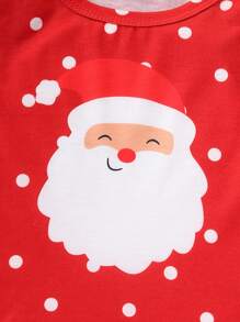 SHEIN Playful Pals 4 件套女婴可爱圣诞老人印花长袖圣诞套装，秋冬 - 彩色 - 查看 3