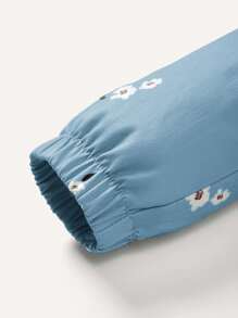 Cozy Pixies Chaqueta con capucha casual con estampado floral para niña bebé - Neblina azul - Ver 6