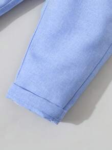 Souflis Souflis 3pcs Baby Boys Gentleman Formal Outfit Set: Bow Tie Shirt + Double-Breasted Vest + Pants,  & Elegant Birthday Party, Wedding, Christening Wear - Blue - View 5