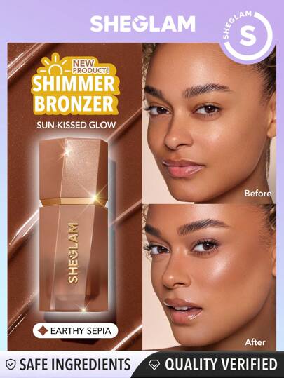 Sun Beam Shimmer Liquid Bronzer-Earthy Sepia Bronzer Liquid Non-Greasy Long Lasting Natural Shimmer Bronzer Contouring Weightless Contour Brand Beauty Makeup Face Paint Cosmetic For Women Girls Perfect For Fall Winter Ideal For Y2K Fancy Fashion Suitable For Birthday Christmas Present Party Ready Best Color