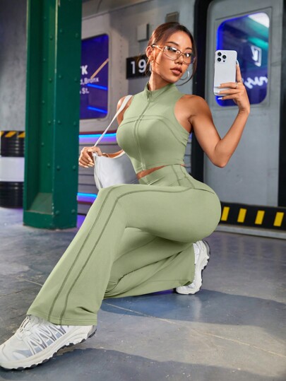 Streetz SHEIN Sport Conjunto deportivo casual y sexy para mujer, conjunto de leggings para mujeres