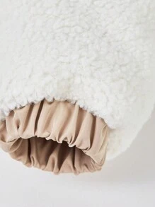 Tween Girls Colorblock Loose Fit Faux Shearling Lined Winter Warm Collared Padded Coat - Multicolor - View 7