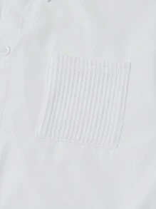 2pcs Tween Boys Casual Korean Style Collared Solid Woven Shirt With Knitted Vest & Solid Woven Straight Leg Pants Set - Multicolor - View 8