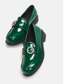 CUCCOO BIZCHIC Women's Fashion Versatile Rhinestone Decor Flat Loafers