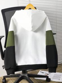 SHEIN Teen Boys Casual Loose Comfortable Versatile Contrast Color Patchwork Hoodie Jacket