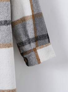 青少年女孩秋冬季长款格子外套 - 杏色 - 查看 7