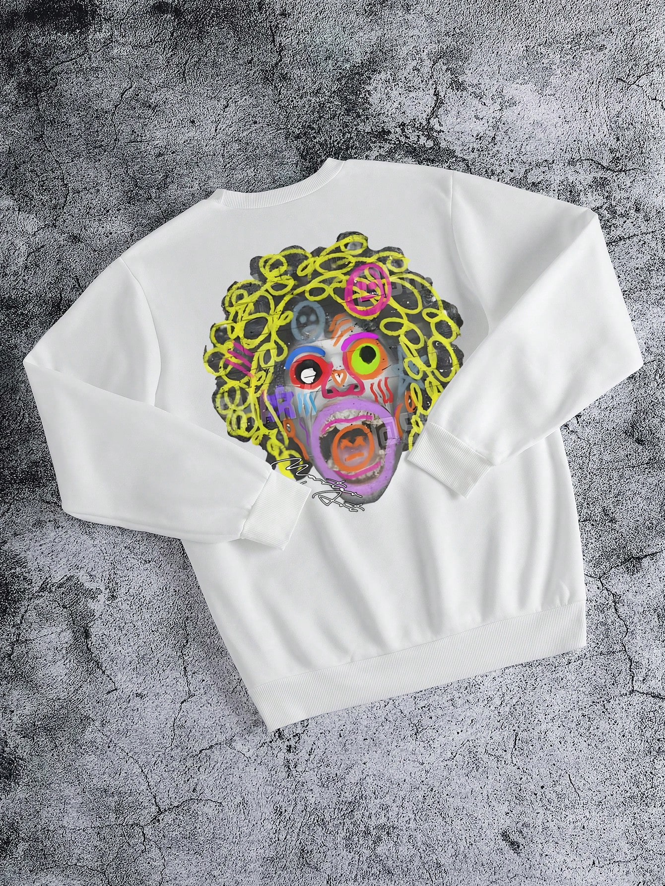 Men's Cartoon Print Crew Neck Long Sleeve Sweatshirt