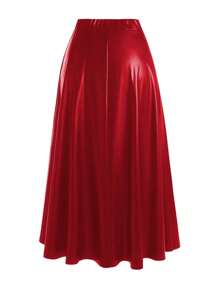 EMERY ROSE Plus Size Solid Color Casual A-Line Skirt New Year Maxi Women Skirt Fall Cloth For Women - Red - View 2