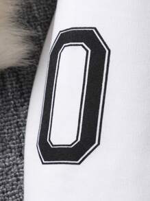 SHEIN Tween Girls Asymmetrical Letter Print Casual Hoodie - White - View 4