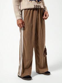 SHEIN Teenager Boys' Smiling Face Printed Work Pants - Brown - View 6