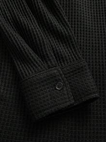 Manfinity Hypemode Camisa formal casual de manga larga con botones y bolsillo para hombre