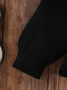 Bộ 2 áo len cardigan ấm áp và mềm mại cho bé gái dáng ôm vừa vặn màu đen và trắng có túi giả và quần dài, thích hợp mặc thường ngày, ngoài trời và mặc trong các dịp đặc biệt - Đen và trắng - Xem 5