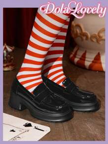 Dola Lovely Women's Fashion Versatile Thick Sole Loafers - Black - View 6