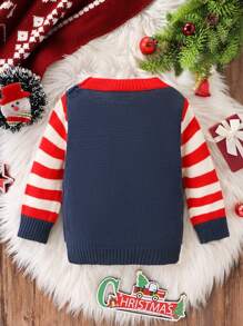 1pc Infant Boys' Fashionable Colorblock Christmas Knit Sweater - Multicolor - View 2