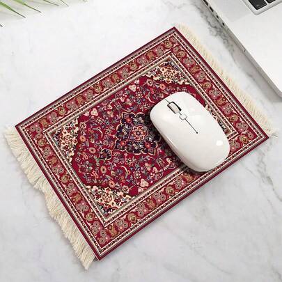 1 pieza Alfombrilla de ratón con tema de café, estilo alfombra de franela como alfombrilla de ratón y posavasos, tapete de café, tapete de mesa, alfombrilla de ratón, alfombrilla antideslizante resistente al calor, posavasos de alfombra con flecos, posavasos de mesa, regalo navideño para volver a la escuela