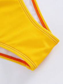 2pcs/Set Ombre Orange Cutout Swimsuit With Mesh Skirt - Orange - View 8