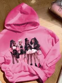 SHEIN Tween Girl Casual Long Sleeve Hooded Thick Sweatshirt, Suitable For Autumn And Winter
