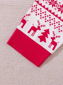 Teen Boy Christmas Pajamas Party Holiday Matching Family Pajamas Elk Fairisle All-Over Print Long Pants & Long Sleeve Homewear, Soft & Warm Fabrics, Family Gathering, Photo Shoot, Fall & Winter Christmas Decorations - Red and White - View 7