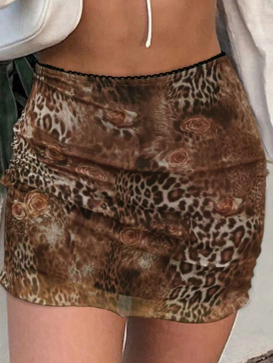 SHEIN SXY Váy họa tiết da báo thời trang dành cho nữ, mùa hè - Nhiều màu - Xem 1