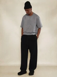 SUMWON Áo thun crop fit in nổi - Xám - Xem 4