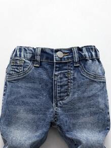 Baby Boys Medium Wash Elastic Denim Jeans - Dark Wash - View 4
