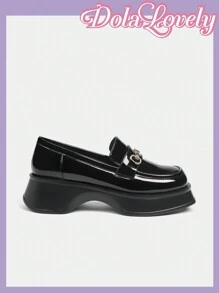 Dola Lovely Women's Solid Color Fashionable Versatile Casual Loafers Halloween Sorceress - Black - View 8