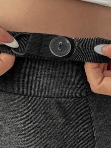 SHEIN Maternity Wide Waistband Solid Leggings - Dark Grey - View 6