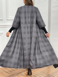 SHEIN Clasi Plus Size Women Grid Plaid Woolen Suit Set, Warm Business Attire For Teachers, Autumn Winter - Multicolor - View 2