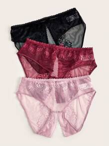 3 stuks/set plus size kanten kruisloze slipjes voor vrouwen