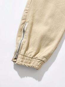 TWEEN BOY URBAN STREET CASUAL DRAWSTRING CARGO JOGGER JEANS WITH POCKETS AND ZIP FASTENING HEM