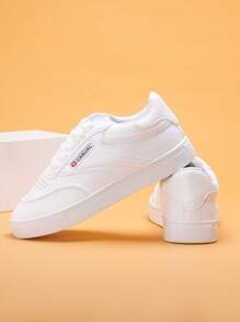 Kids White Low-Top Canvas Sneakers For Boys & Girls, Canvas Trainers For School & Sports