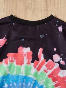 少女趣味字母印花扎染长袖运动衫 - 彩色 - 查看 3