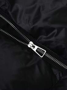 SHEIN LUNE Chaleco acolchado con capucha y cordón, bolsillos, a prueba de viento, cálido, ropa de invierno para tallas grandes