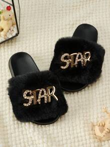 Girls'Soft & Fashionable Plush House Slippers, Summer