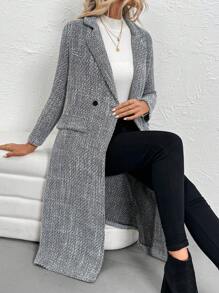 Chiquease Áo khoác ấm áp cổ đứng dài tay thanh lịch cho nữ, mùa đông - Xám - Xem 6