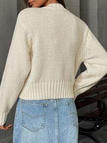 Femmeiva Women's Loose Sequined Pullover Sweater, Autumn/Winter, Knit Pullover Fall - Beige - View 2